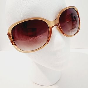 Oscar de la Renta Tan Brown Clear Oversized Sunglasses Rounded Square